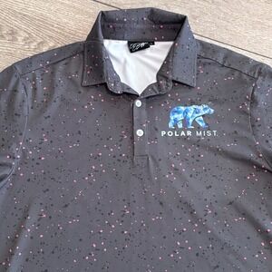 Sunday Swagger Golf Polo Shirt Mens Large Splatter All Over Print Pattern Casual